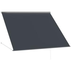 Banne manuel auvent rétractable réglable polyester gris fon…