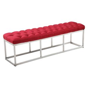 Banquette avec pieds en Métal assise en tissu Rouge