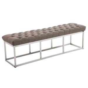 Banquette avec pieds en métal assise en tissu Taupe