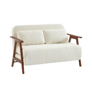 Banquette canapé convertible 2 places bouclette texturée bl…