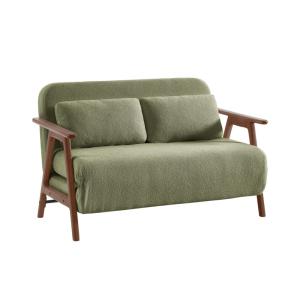 Banquette canapé convertible 2 places hévéa teinté noyer cl…