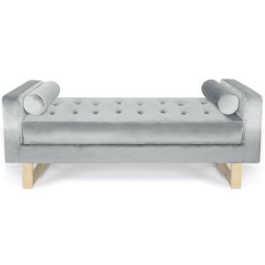 Banquette capitonnée shell velours argent