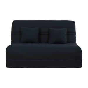 Banquette clic clac convertible 2 places tissu uni noir