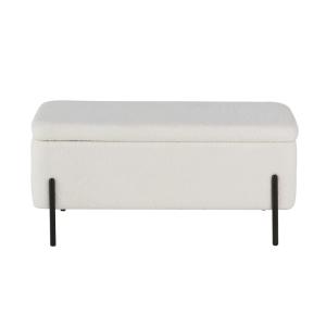 Banquette-coffre bouclettes blanches