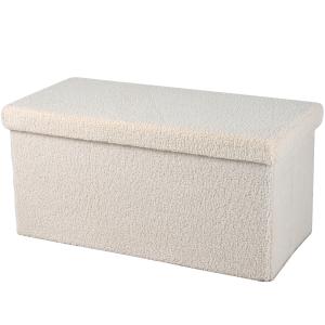 Banquette coffre de rangement doudou beige 76x37.5x37.5cm