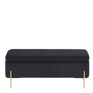 Banquette coffre en velours noir et métal doré