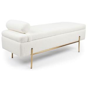 Banquette-coffre moderne hepburn l140cm tissu bouclette bla…