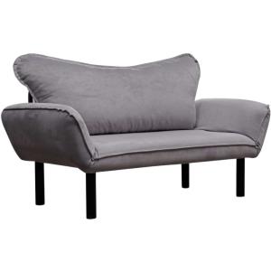Banquette convertible 150×75×70 cm en tissu gris - BAETA