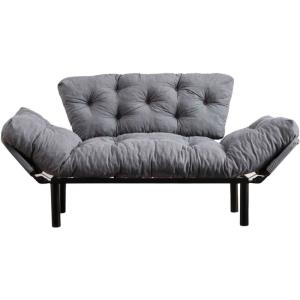 Banquette convertible 155×70×85 cm en microfibre gris - TAB…