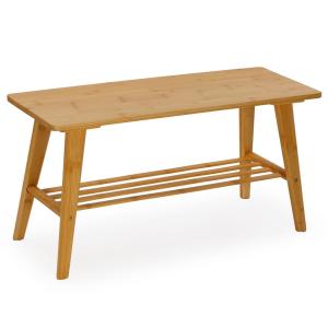 Banquette d'entrée en bambou avec étagère à chaussures 80x3…