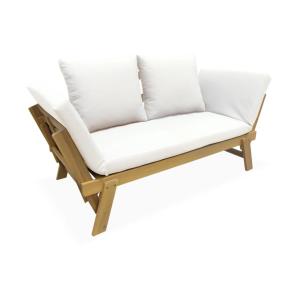 Banquette de jardin bois d'acacia 2/3 places beige