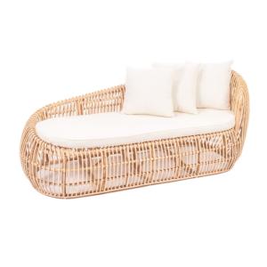 Banquette design en rotin avec coussin