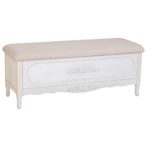 Banquette en bois rembourré laqué blanc antique 120x43x48h…