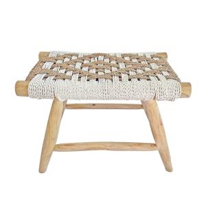 Banquette en bois teck et fibres dans les tons blancs 60cm