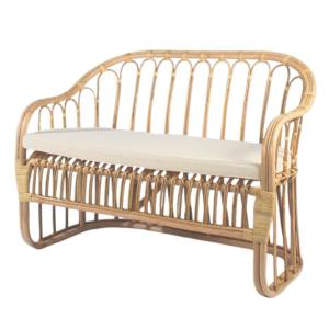 Banquette en rotin avec coussin d'assise