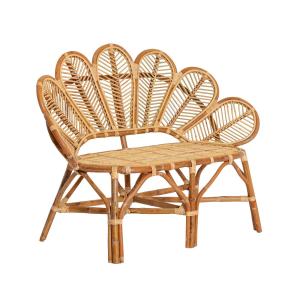 Banquette en rotin bois clair 130 cm
