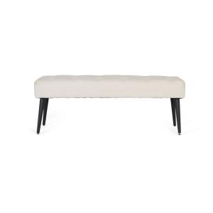 Banquette en tissu beige avec pieds en fer noir