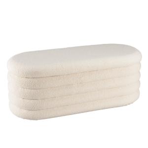 Banquette en tissu bouclette écru avec rangement