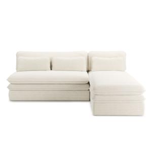 Banquette en velours côtelé 4 places ecru