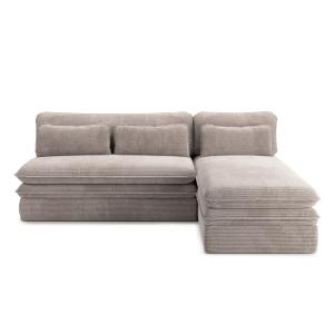 Banquette en velours côtelé 4 places taupe