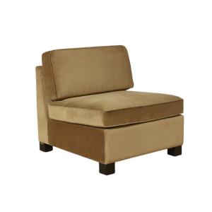 Banquette en velours style contemporain, 1 place caramel