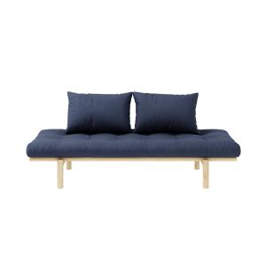 Banquette futon en pin massif bleu marine 75x200