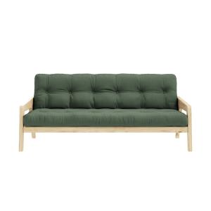 Banquette futon en pin massif kaki 130x190