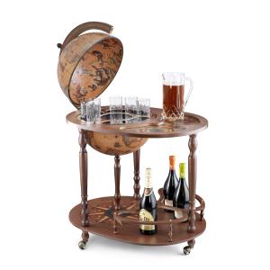 Bar globe mappemonde en bois brun classique 53x70xh93