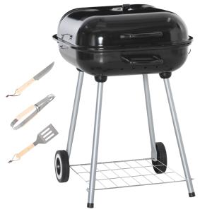 Barbecue à charbon 2 roues métal émaillé noir