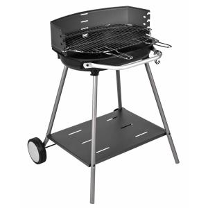 Barbecue à charbon avec plateforme de rangement métal argen…