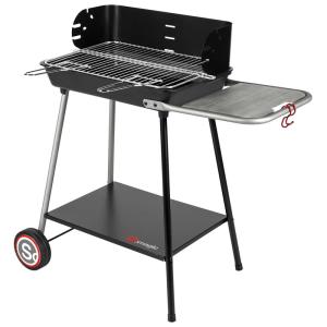 Barbecue à charbon de bois avec tablette en bois métal noir…