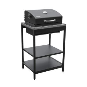 Barbecue charbon de bois, grill et fumoir inox noir