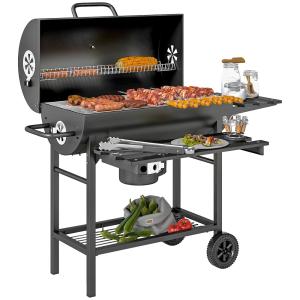 Barbecue charbon de bois tablette avant pliable 2 roues aci…