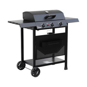 Barbecue gaz 3 brûleurs en acier noir