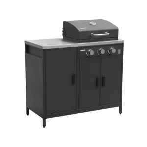 Barbecue gaz 3 brûleurs sur pieds inox noir