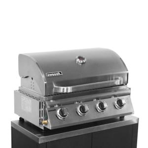 Barbecue gaz 4 brûleurs à apposer en acier argenté