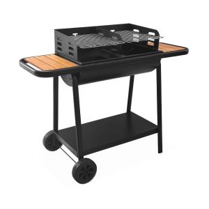 Barbecue noir charbon 2 grilles cuisson, 2 tablettes