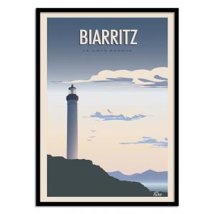 BIARRITZ - TURO - Affiche d'art avec Cadre bois noir - 30 x…