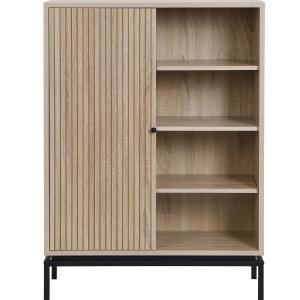 Bibliothque 1 porte 4 niches effet bois 80 cm