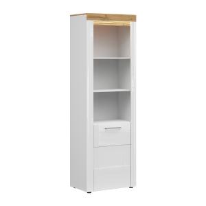 Bibliothèque 1 porte avec LED stratifiés blanc et bois