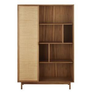 Bibliothèque 1 porte marron et fibre végétale L120