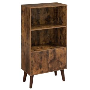 Bibliothèque 2 compartiments 1 armoire effet bois brun