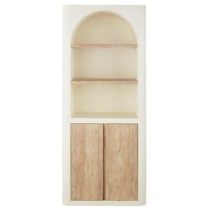 Bibliothèque 2 portes 2 étagères blanc crème L78