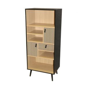 Bibliothèque 2 portes avec motif chevron H140cm - marron