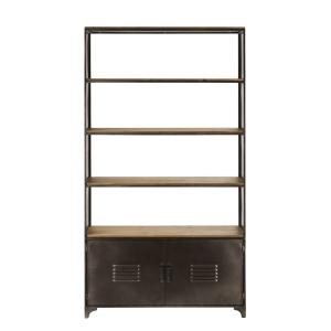 Bibliothèque 2 portes en métal et sapin L98