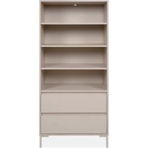 Bibliothèque 2 tiroirs 4 niches beige 78 cm