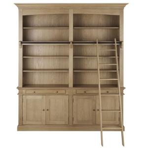 Bibliothèque 2 tiroirs 4 portes avec échelle en chêne L200…