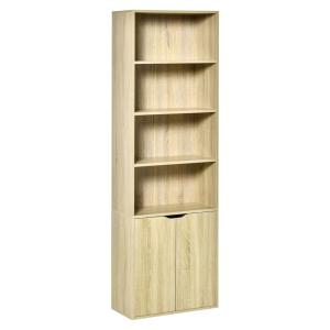 Bibliothèque 4 compartiments ouverts et 2 portes bois natur…