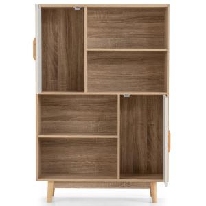 Bibliotheque 4 étagères ouvertes et 2 cabinets 80X24X119,5c…