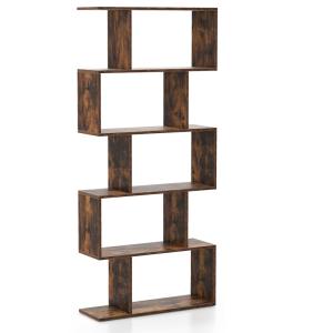Bibliothèque 5 étagères en forme s marron 70 x 23,5 x 158 c…